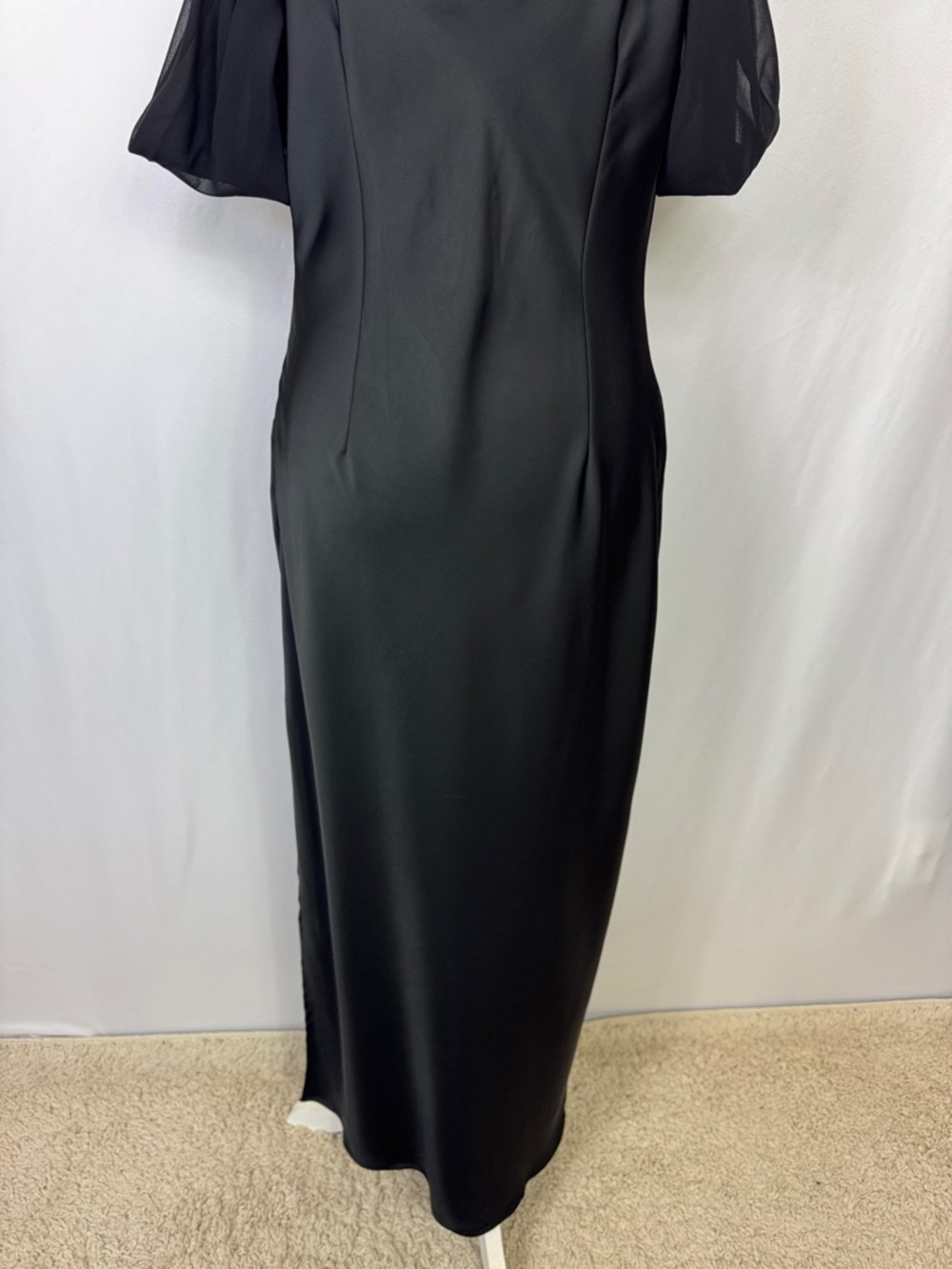 Petal & Pup Reyna Off The Shoulder Satin Maxi Dress Size Medium Black - Picture 12 of 16